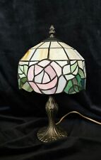 Abajur de mesa estilo Tiffany vintage com rosas rosa - Vitral acabamento bronze antigo comprar usado  Enviando para Brazil