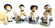 Lote Vintage de 4 Conjunto de Estatuetas de Porcelana Azul e Branca Meninos e Meninas 4" comprar usado  Enviando para Brazil