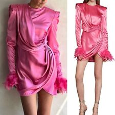 Mini vestido novo com etiquetas Bronx e Banco rosa Nadine mistura de seda cetim pena EUA 6 comprar usado  Enviando para Brazil