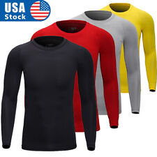 Men's Athletic Long Sleeve Compression Shirts Dry Fit Sports Gym Shirts Workout for sale  Shipping to South Africa