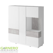 Vetrina 3 ante BAHAMA bianco lucido cemento soggiorno salotto moderno design usato  Vottignasco