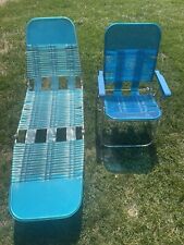 Vintage 90s Two Blue Jelly Tube Lounge Pool Lawn Chairs, used for sale  Shipping to South Africa