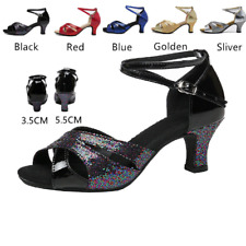 Women's Glitter Latin Dance Shoes Rubber Suede Sole Ballroom Tango Dancing Shoes, used for sale  Shipping to South Africa