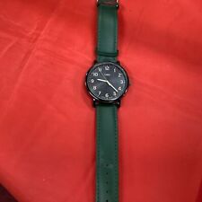 Usado, Relógio Timex Masculino Couro Verde Mostrador Preto 40mm - FUNCIONANDO (J) #512 comprar usado  Enviando para Brazil