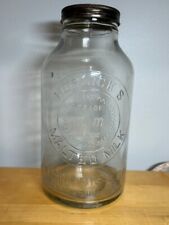 Antique 1900s Horlicks Malted Milk Jar w lid Racine Wisconsin Clear 1/2 gallon, used for sale  Shipping to South Africa