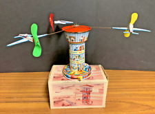 Vintage JSCH Schopper Germany Airplane Airport Tower #5100 Tin Toy w/Box VIDEO, used for sale  Shipping to South Africa