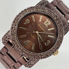 Relógio feminino Gramercy GRANDE ESCURO mostrador de cristal tom de ouro rosa BATERIA NOVA comprar usado  Enviando para Brazil