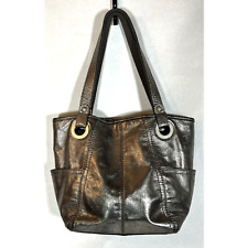 Fossil Hathaway Live Long Distressed Silver Metallic Leather Shoulder Bag Vtg for sale  Shipping to South Africa