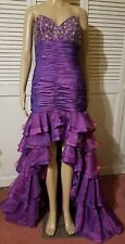 Jovani Purple Iridescent Strapless Prom Party Formal Dress Hi-Low Ruffle Skirt 8 for sale  Shipping to South Africa