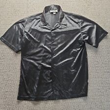 Camisa masculina ícone pop extra grande preta falsa pele de cobra brilhante botão para cima rave anos 90 comprar usado  Enviando para Brazil