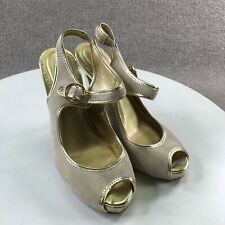 Zapatos Colin Stuart para mujer dorados beige 7 peep toe sandalias de tacón alto correa abierta segunda mano  Embacar hacia Argentina