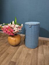 Lloyd Loom Blue Laundry Basket Wicker Cylindrical Round Woven Basket. for sale  Shipping to South Africa