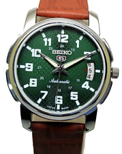 Reloj de pulsera mecánico automático para hombre Seiko 5 esfera verde hecho en Japón fecha segunda mano  Embacar hacia Argentina