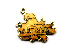 Berloque de viagem ANTIGA vintage prata esterlina e esmalte forma de ilha do Caribe, usado comprar usado  Enviando para Brazil