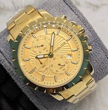 Amazing POLICE Chronograph Quartz Gold Dial Gold Plated Case Men's Wrist Watch, used for sale  Shipping to South Africa