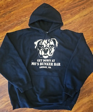 Rare Gildan Mo's Bunker Bar Amidon, ND black Men's hoodie XL Unique pockets logo for sale  Shipping to South Africa