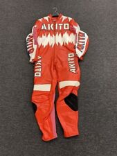 Akito Mens 1 Piece Motorcycle Leather Suit - Red/White - UK 46 / EU 56, used for sale  Shipping to South Africa