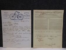 1891 J.E POORMAN BICYCLES PAPEL TIMBRADO COMERCIAL ILUSTRADO E RECIBO DE ENVIO RR comprar usado  Enviando para Brazil
