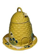 Kate Williams Global Design Basket Weave Beehive Cookie Jar With Plate, used for sale  Apopka