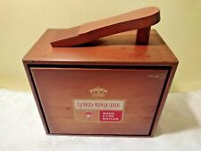 VINTGAE LORD ESQUIRE WOODEN SHOE SHINE BOX W/ SHINE MACHINE & BRUSHES, used for sale  Shipping to Canada