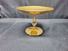 Valerio Albarello 24k Gold Plated Pedestal 7" Candy Dish with Swarovski Crystal for sale  Shipping to South Africa
