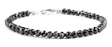 Pulsera de cuentas facetadas Diamante negro 8 mm con broche personalizado calidad AAA 8"inc segunda mano  Embacar hacia Argentina