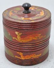 Vintage Wooden 2 Tier Food Storage Box Original Old Hand Crafted Lacquer Painted for sale  Shipping to South Africa