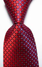 Nova gravata masculina xadrez clássica vermelha azul branca tecido jacquard 100% seda, usado comprar usado  Enviando para Brazil
