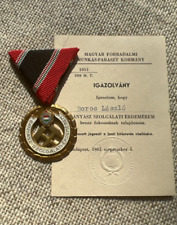 Hungría: Medalla al Mérito de los Mineros clase de bronce con certificado de premio 1965 segunda mano  Embacar hacia Argentina