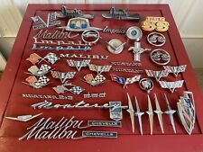 VINTAGE CHEVROLET MERCURY MALIBU FORD EMBLEM ORNAMENT LOT 40+ 1960 's for sale  Shipping to Canada