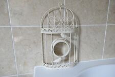 40 CM BY 23.3CM CREAM PAINTED METAL DEMI CIRCLE BIRD CAGE WALL HANGING ORNAMENT  for sale  THETFORD