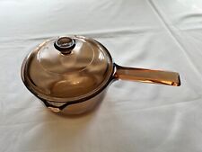 Used, Corning Ware Visions Amber Cookware 1 L Liter Saucepan Pot Spout with Pyrex Lid for sale  Minoa