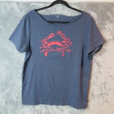 J CREW Shirt Womens Medium Navy Red Lobster Graphic Nautical Coastal Wide Neck for sale  Shipping to South Africa