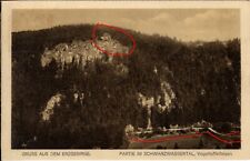 AK Gruss aus dem Erzgebirge. Partie im Schwarzwassertal, Vogeltoffelfelsen 1930 gebraucht kaufen  Chemnitz