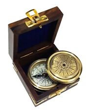 Bússola poema antiga de latão com caixa de madeira náutica vintage colecionável e presente comprar usado  Enviando para Brazil