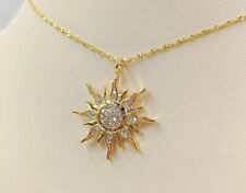 1Ct Round Cut Simulated Diamond Sunburst Pendant 14K Yellow Gold Plated W Chain for sale  Shipping to South Africa
