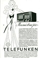 Publicité ancienne téléfunken poste radio 1937 issue de magazine d'occasion  France