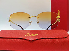 Cartier Glasses C Wire Detroit Sunglasses Rimless Gold Frame Tinted Eyewear for sale  Shipping to South Africa