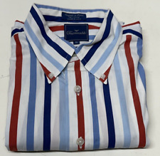 Faconnable Men’s Size XL Red White Blue Striped Long Sleeve Button Down Shirt for sale  Shipping to South Africa