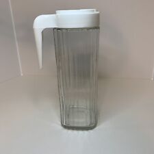 Indonesia KIG Ribbed Glass Pitcher￼ Clear Carafe White Lid Handle for sale  Shipping to South Africa