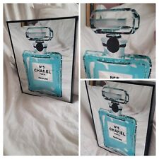 Frasco de perfume azul CHANEL número 5 espelho arte de parede 11,5”x14 1/2 veja a foto comprar usado  Enviando para Brazil