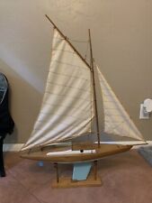 Vtg Wooden Sailboat Model w/ Stand 26 x 32" Yacht Pond Boat Hand Crafted Quality, used for sale  Tucson