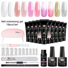 MEET ACROSS Gel Nail Polish Set Nail Extension Tips UV Building Gel Kits W/ Lamp for sale  Shipping to South Africa
