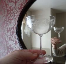 4x Antique Etched Greek Key Crystal Champagne Cocktail Glasses Art Deco h11,6cm for sale  Shipping to South Africa