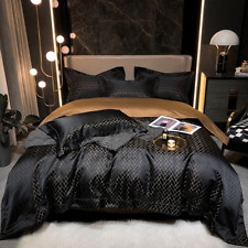 Conjunto de roupa de cama de algodão egípcio jacquard ouro preto luxo capa de edredom de seda 4 peças, usado comprar usado  Enviando para Brazil