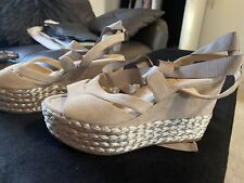 Used, Unisa Spanish Ladies Silver Grey Tie Wedges.  Brand New. Size 36…UK 3. RRP £175 for sale  Shipping to South Africa