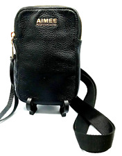 Bolsa tiracolo Aimee Kestenberg Just Saying com zíper couro pebbled telefone ouro preto, usado comprar usado  Enviando para Brazil