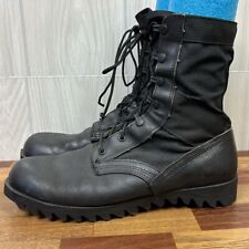 Botas de combate para hombre 10 negras media pantorrilla utilitarias militares con cordones vibram cuero de trabajo segunda mano  Embacar hacia Argentina