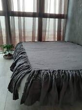 Linen Bed skirt split corners ruffled panels Dust Ruffle Bedskirt bedspread for sale  Shipping to South Africa