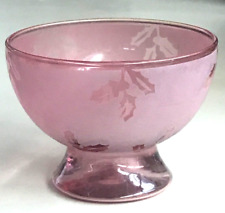 Kelsey Pilgrim Cranberry Glass Christmas Holly Pink Etched Sandblasted for sale  Shipping to South Africa